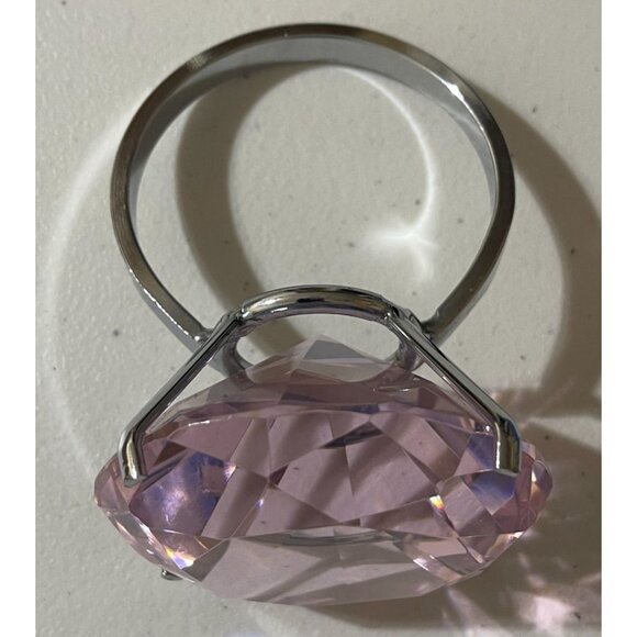 VTG Pink Crystal Gem Silver Tone Metal Ring Paperweight Wedding Decor - Picture 4 of 7